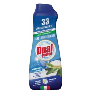Dual Power Gel za mašinsko pranje posuđa Bicarbonato & Salvia 660 ml za 33 pranja – koncentrirani gel sa sodom bikarbonom i žalfijom, originalni italijanski proizvod.