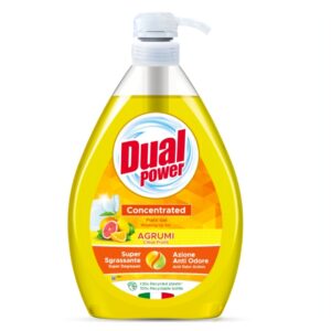 Dual Power Concentrated Agrumi 1000 ml deterdžent za ručno pranje posuđa sa pumpicom i citrusnim mirisom – originalni italijanski proizvod.