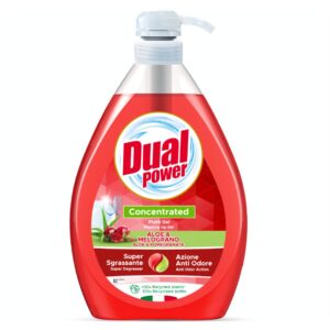 Dual Power Piatti Aloe & Melograno 1000 ml koncentrirani deterdžent za ručno pranje posuđa sa aloe verom, narom i pumpicom – originalni italijanski proizvod.