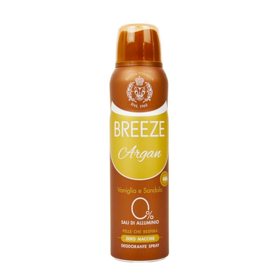 Breeze Argan dezodorans sprej 150 ml – bez aluminijuma, s arganovim uljem, vanilijom i sandalovinom – Italian Market Sarajevo