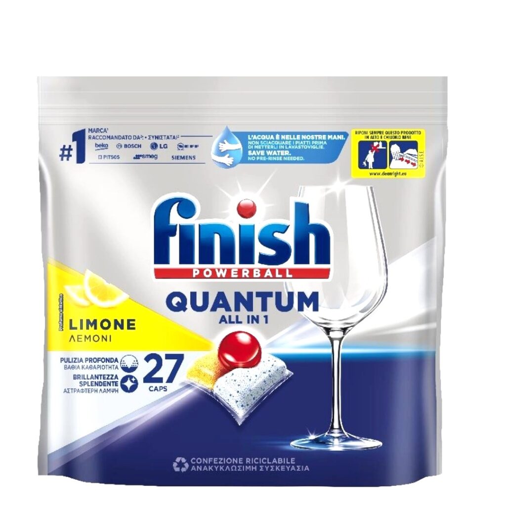 Finish Quantum All in 1 Limone kapsule za mašinsko pranje posuđa 27 kapsula
