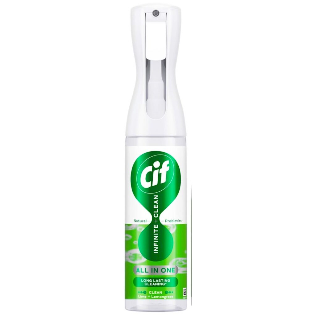 Cif Infinite Clean sprej 280 ml univerzalni čistač sa probioticima limeta i limunska trava italijanski proizvod