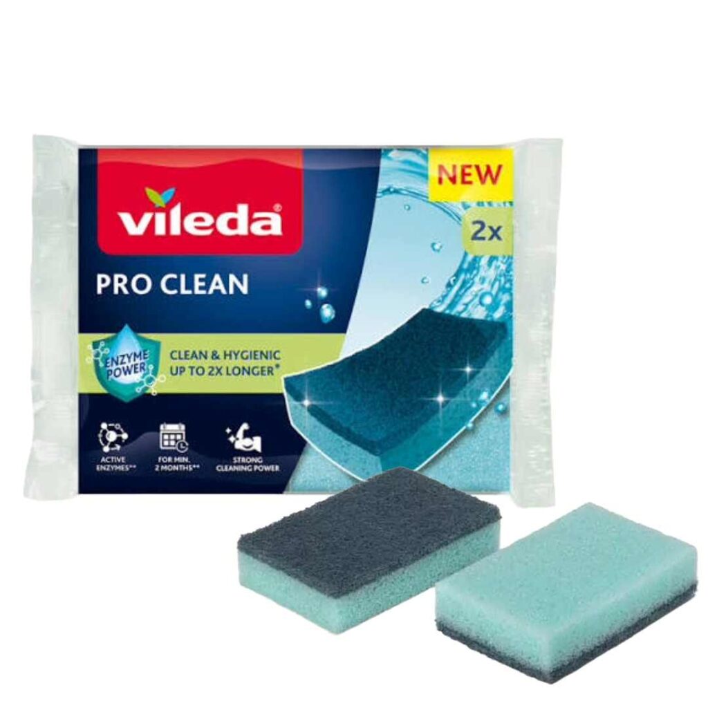 Vileda Pro Clean spužve za suđe s prirodnim enzimima – pakovanje 2 komada