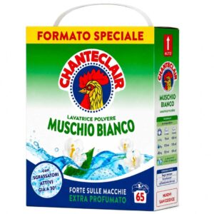 Chanteclair Muschio Bianco praškasti deterdžent za veš 2,9 kg za 65 pranja s mirisom bijelog mošusa.